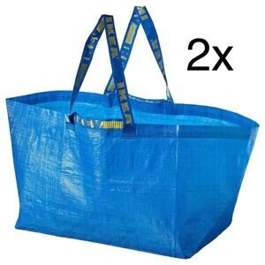2 IKEA Bags Large Blue Reusable Shopping Bag Tote Laundry Moving Shopping NEW!
